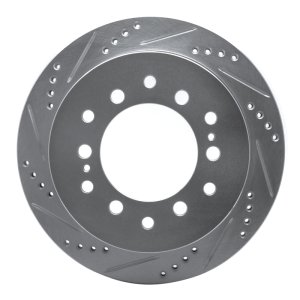 Lexus GX470 Brake Rotor (1) - Rear Left - R1 Concepts - Drilled & Slotted - Silver - `01-`09